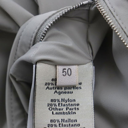 Hermes 23SS Lamb Leather Two Composite Ribbed Zip Up Jacket Gray 50 Made In