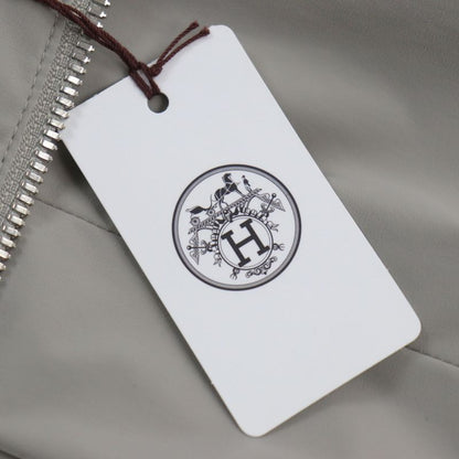 Hermes 23SS Lamb Leather Two Composite Ribbed Zip Up Jacket Gray 50 Made In