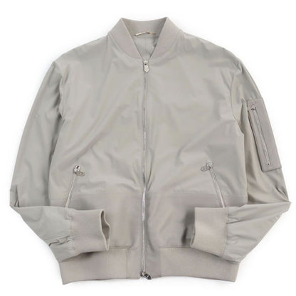 Hermes 23SS Lamb Leather Two Composite Ribbed Zip Up Jacket Gray 50 Made In