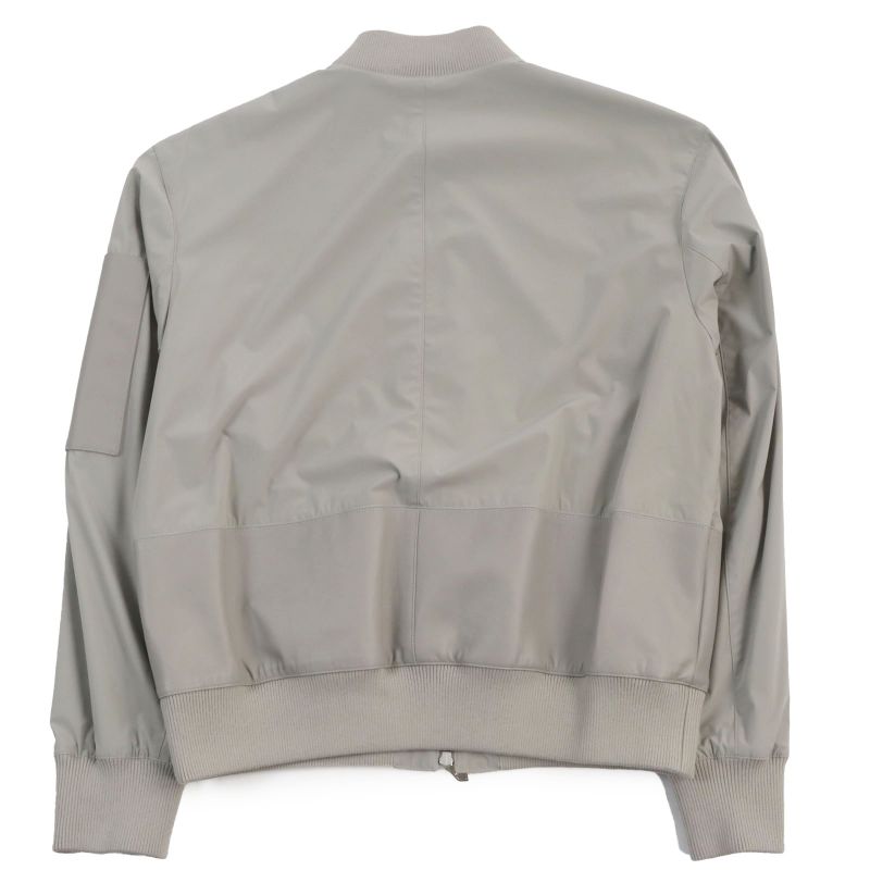 Hermes 23SS Lamb Leather Two Composite Ribbed Zip Up Jacket Gray 50 Made In