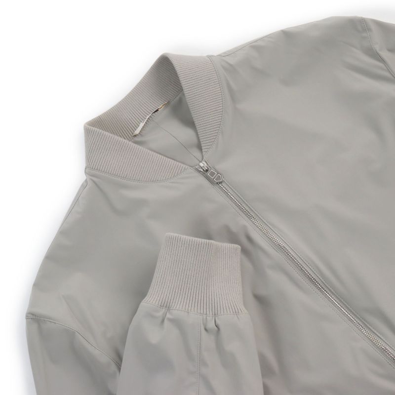 Hermes 23SS Lamb Leather Two Composite Ribbed Zip Up Jacket Gray 50 Made In