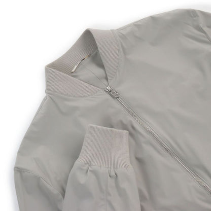 Hermes 23SS Lamb Leather Two Composite Ribbed Zip Up Jacket Gray 50 Made In