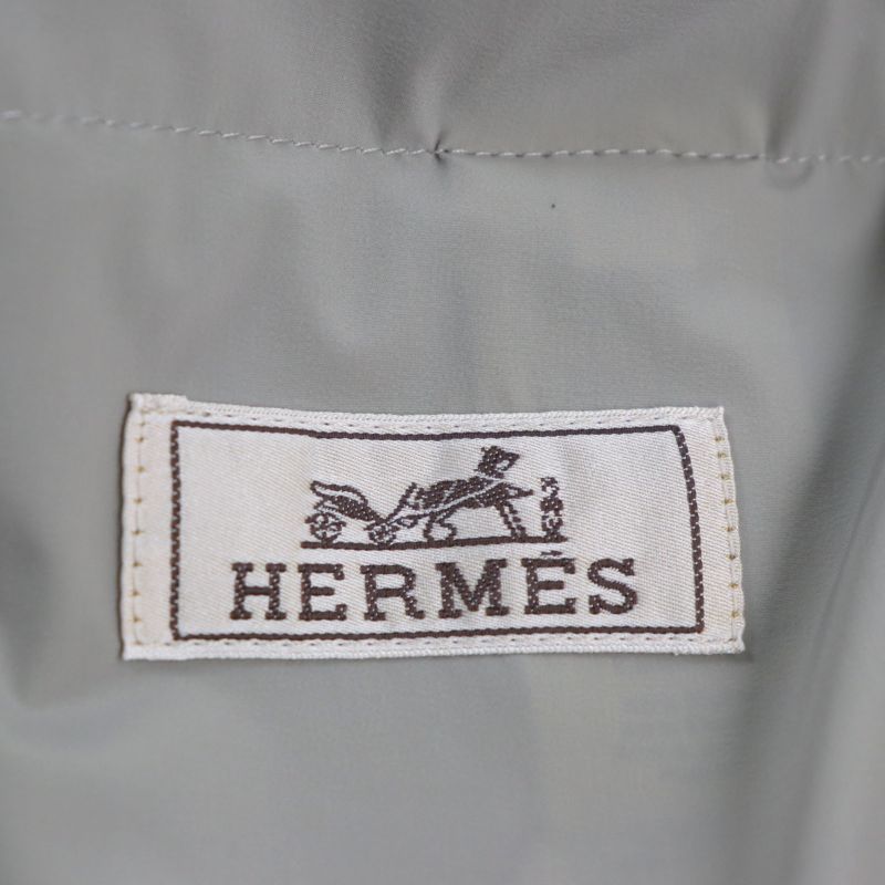 Hermes 23SS Lamb Leather Two Composite Ribbed Zip Up Jacket Gray 50 Made In