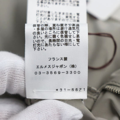 Hermes 23SS Lamb Leather Two Composite Ribbed Zip Up Jacket Gray 50 Made In