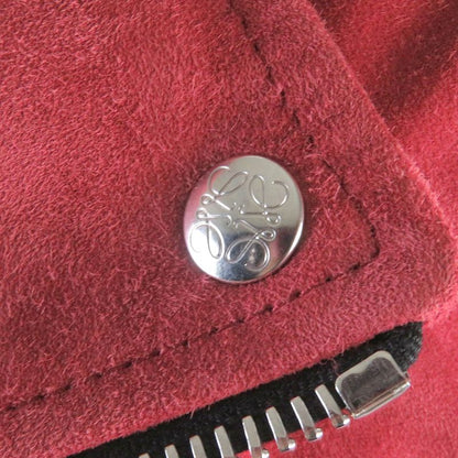 LOEWE D1268178ch Anagram Button Suede Leather Biker Jacket Double Riders