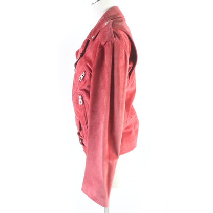 LOEWE D1268178ch Anagram Button Suede Leather Biker Jacket Double Riders