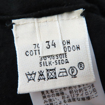 Hermes Cotton Silk Blend H Logo V-neck Long Sleeve Knit Top Sweater Black 34