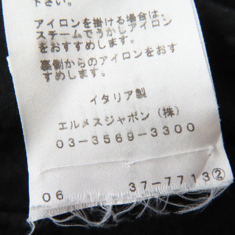 Hermes Cotton Silk Blend H Logo V-neck Long Sleeve Knit Top Sweater Black 34