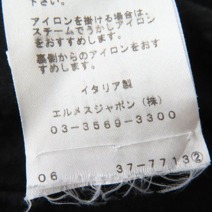 Hermes Cotton Silk Blend H Logo V-neck Long Sleeve Knit Top Sweater Black 34