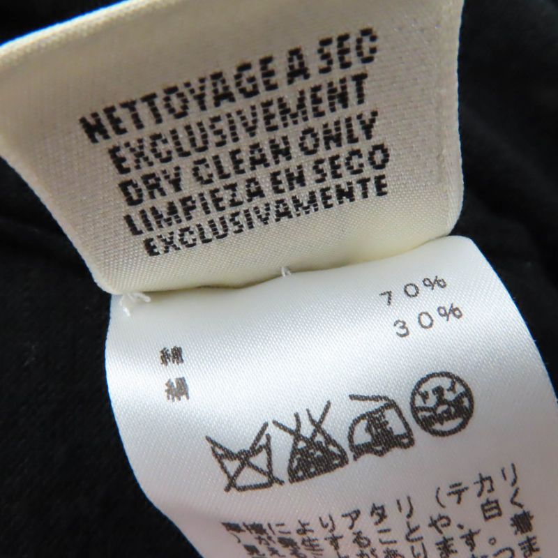 Hermes Cotton Silk Blend H Logo V-neck Long Sleeve Knit Top Sweater Black 34