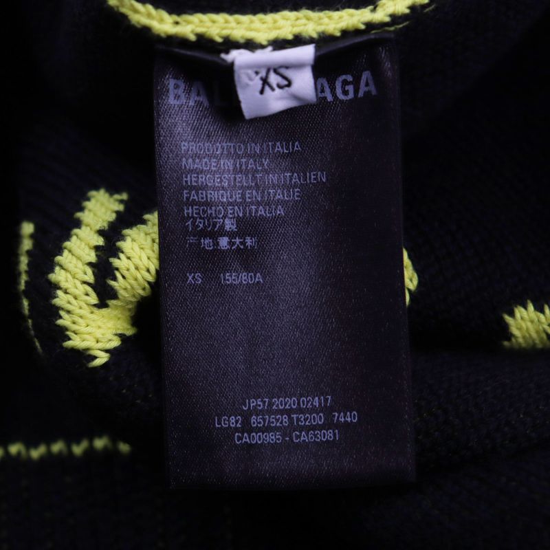 Balenciaga 2020 657528 Wardrobe Jacquard Logo Crewneck Knit Sweater Yellow