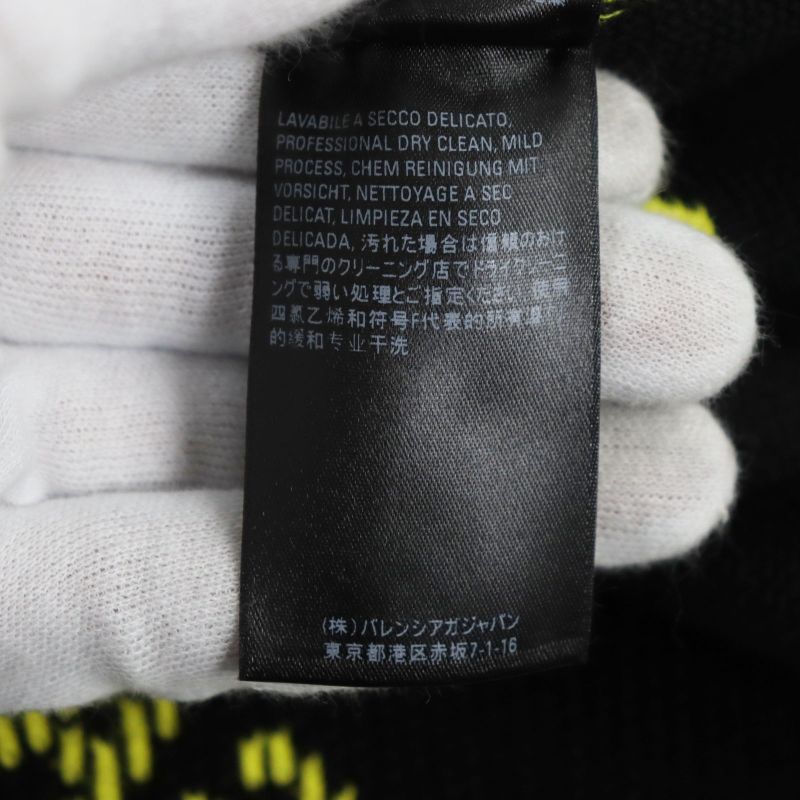 Balenciaga 2020 657528 Wardrobe Jacquard Logo Crewneck Knit Sweater Yellow