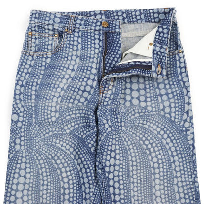 Louis Vuitton Yayoi Kusama 23AW All Over Pumpkin Denim Pants Leather Patches