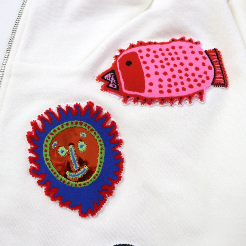 Louis Vuitton Yayoi Kusama 23AW 100% Cotton Zip Up Hoodie With Face Patch White