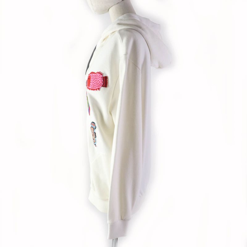 Louis Vuitton Yayoi Kusama 23AW 100% Cotton Zip Up Hoodie With Face Patch White