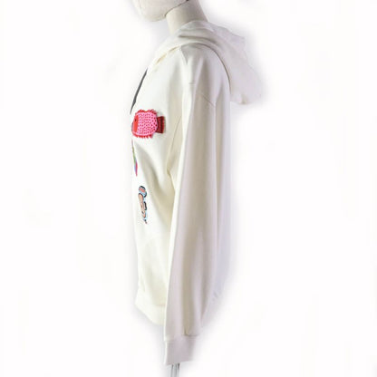 Louis Vuitton Yayoi Kusama 23AW 100% Cotton Zip Up Hoodie With Face Patch White