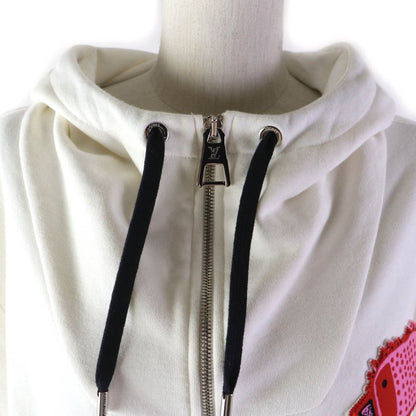 Louis Vuitton Yayoi Kusama 23AW 100% Cotton Zip Up Hoodie With Face Patch White