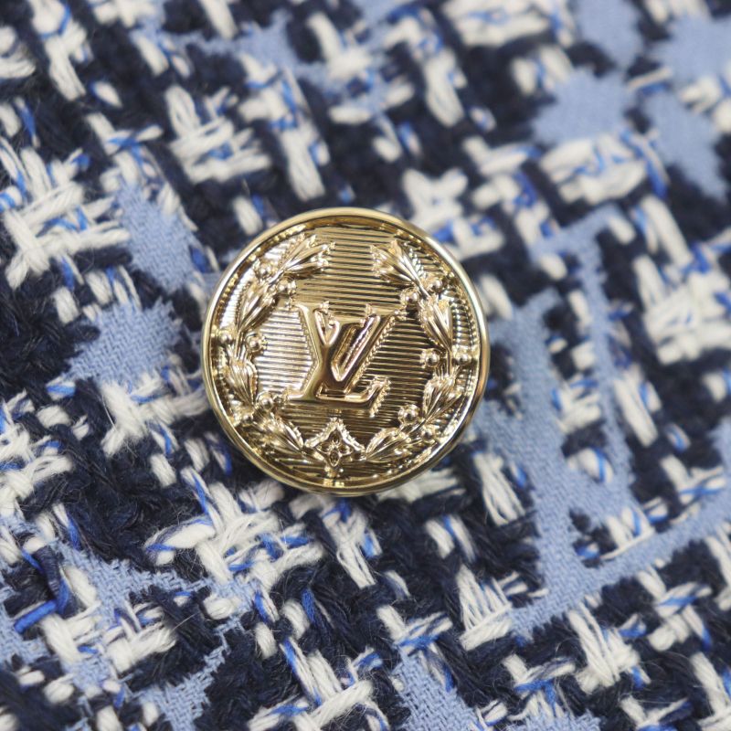 Louis Vuitton 22SS Wool Mohair Monogram Checked LV Gold Button Double Breasted