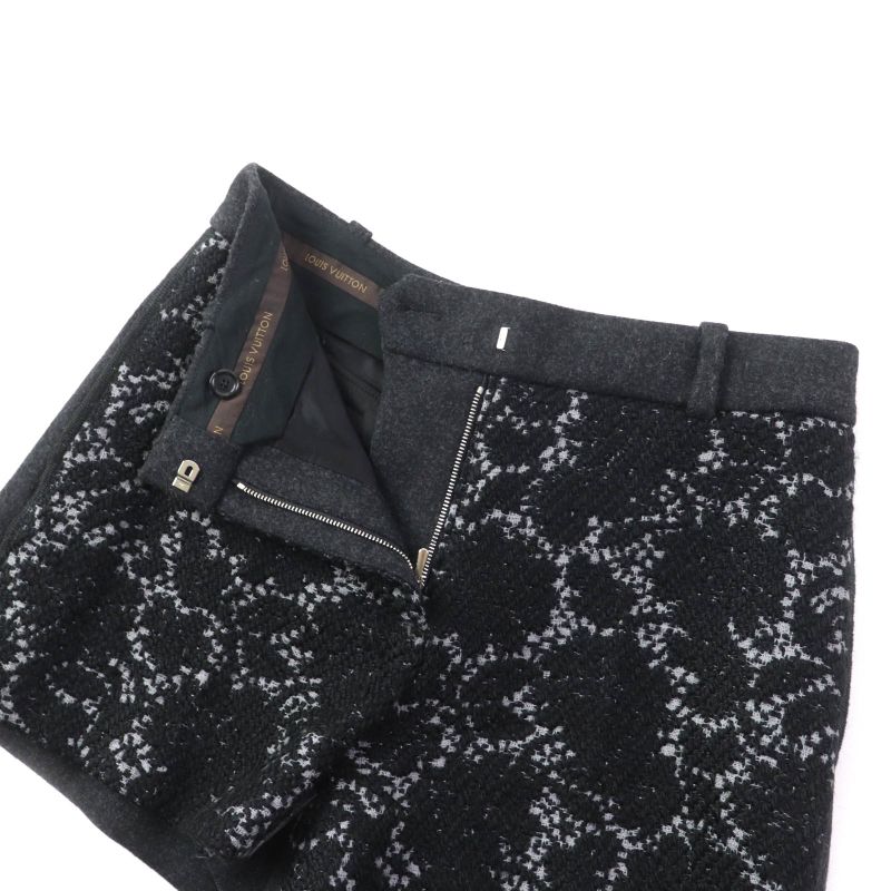 Louis Vuitton Tweed Wool Shorts Black Gray 34 With Hangers Made In France