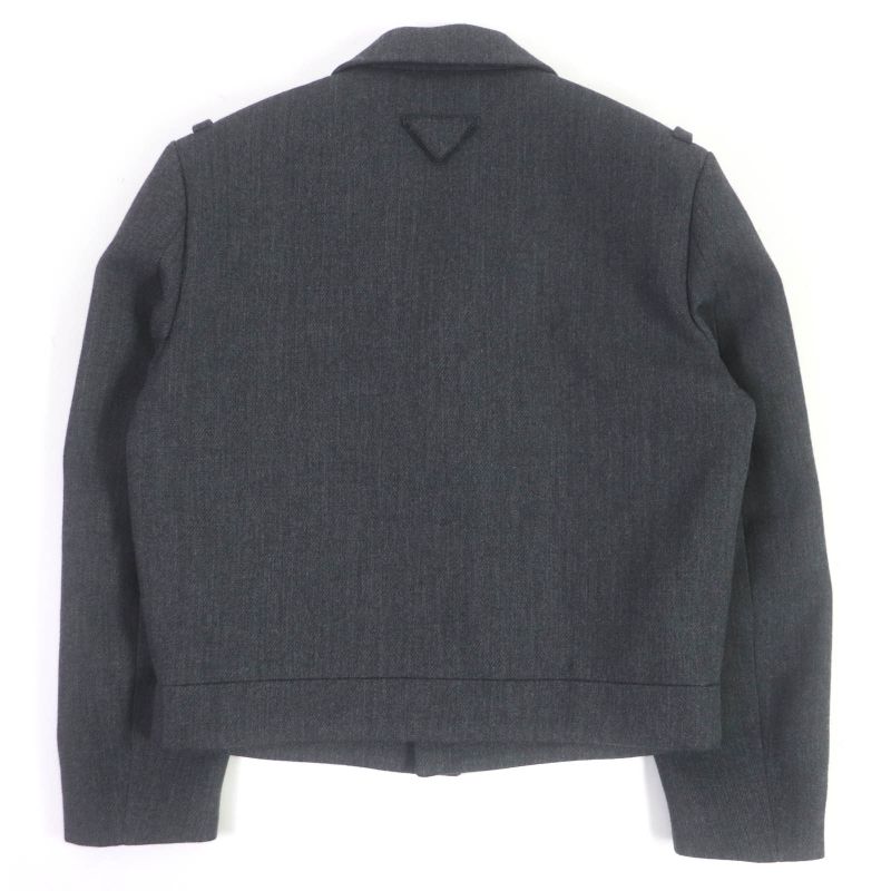 Prada 23AW Sgc362 Triangle Logo Fly Front Wool Blouson Jacket Gray 48 Made In