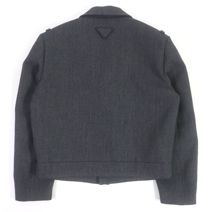 Prada 23AW Sgc362 Triangle Logo Fly Front Wool Blouson Jacket Gray 48 Made In