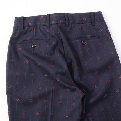 Gucci 20SS 595172 Wool Silk Blend Interlocking G Trouser Pants Bottoms Navy 38