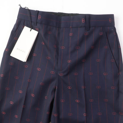 Gucci 20SS 595172 Wool Silk Blend Interlocking G Trouser Pants Bottoms Navy 38