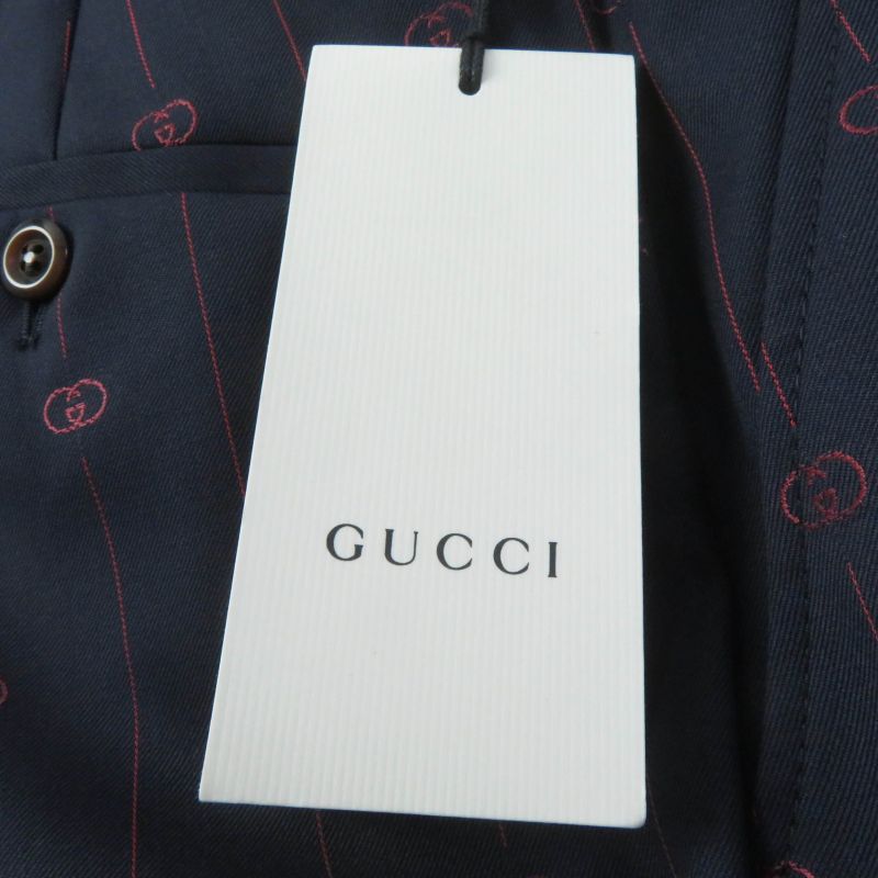Gucci 20SS 595172 Wool Silk Blend Interlocking G Trouser Pants Bottoms Navy 38