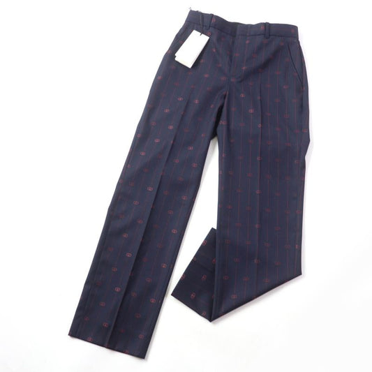 Gucci 20SS 595172 Wool Silk Blend Interlocking G Trouser Pants Bottoms Navy 38