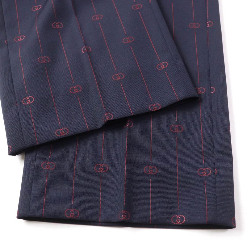 Gucci 20SS 595172 Wool Silk Blend Interlocking G Trouser Pants Bottoms Navy 38