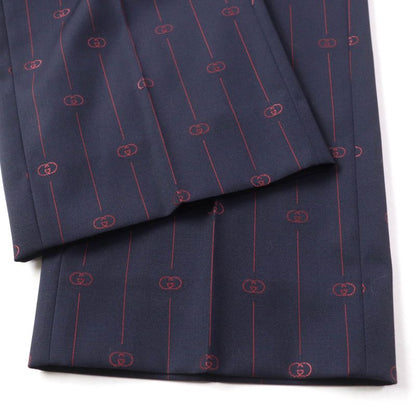 Gucci 20SS 595172 Wool Silk Blend Interlocking G Trouser Pants Bottoms Navy 38