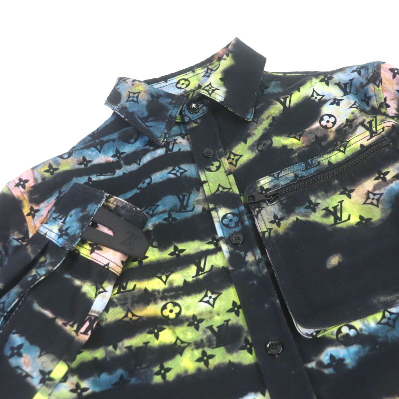 Louis Vuitton 21AW 1a9a3s Cotton Printed Monogram Tie Dye Denim Shirt Denim