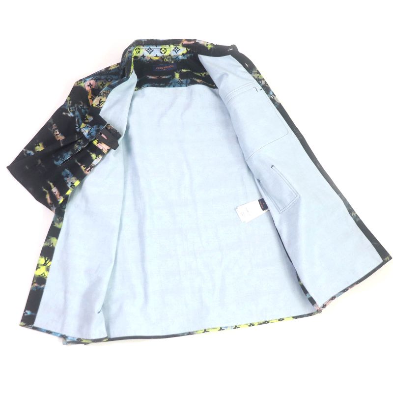 Louis Vuitton 21AW 1a9a3s Cotton Printed Monogram Tie Dye Denim Shirt Denim
