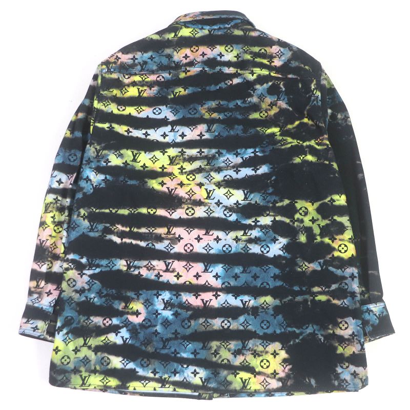 Louis Vuitton 21AW 1a9a3s Cotton Printed Monogram Tie Dye Denim Shirt Denim