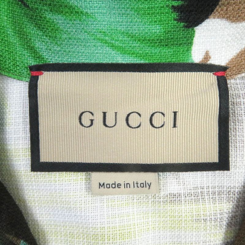 Gucci 22AW 694123 LOVE Parade Back Print Short Sleeve Aloha Shirt Bow Ring