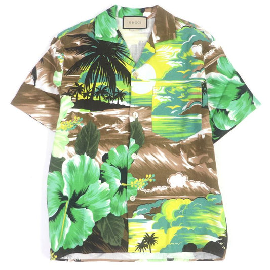 Gucci 22AW 694123 LOVE Parade Back Print Short Sleeve Aloha Shirt Bow Ring