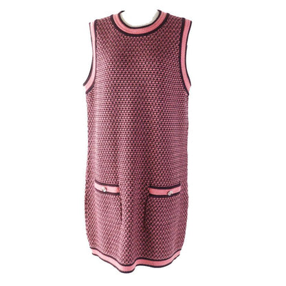 CHANEL 2023 P75435 With Coco Mark Buttons 100% Cashmere Knit Dress/janska Pink