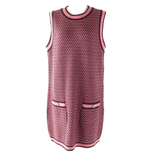 CHANEL 2023 P75435 With Coco Mark Buttons 100% Cashmere Knit Dress/janska Pink