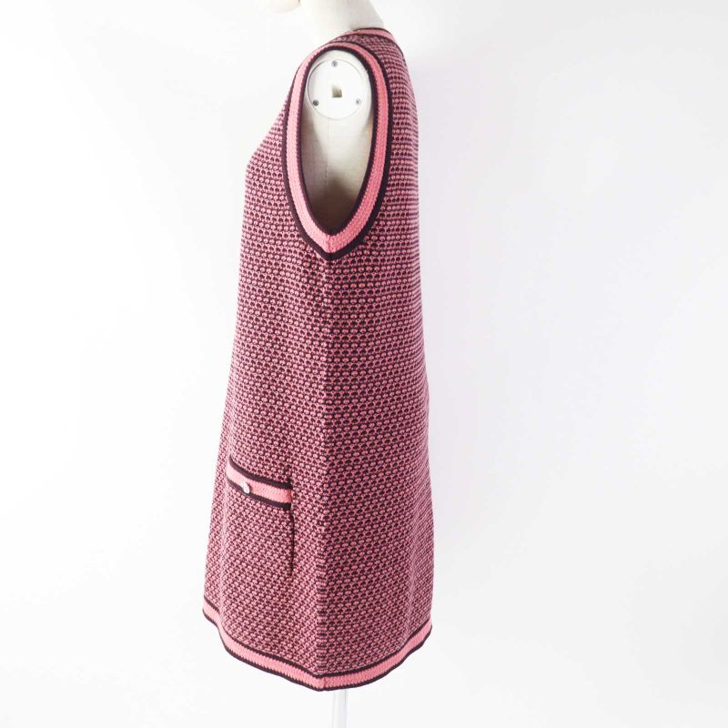 CHANEL 2023 P75435 With Coco Mark Buttons 100% Cashmere Knit Dress/janska Pink