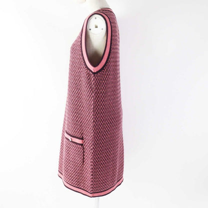 CHANEL 2023 P75435 With Coco Mark Buttons 100% Cashmere Knit Dress/janska Pink