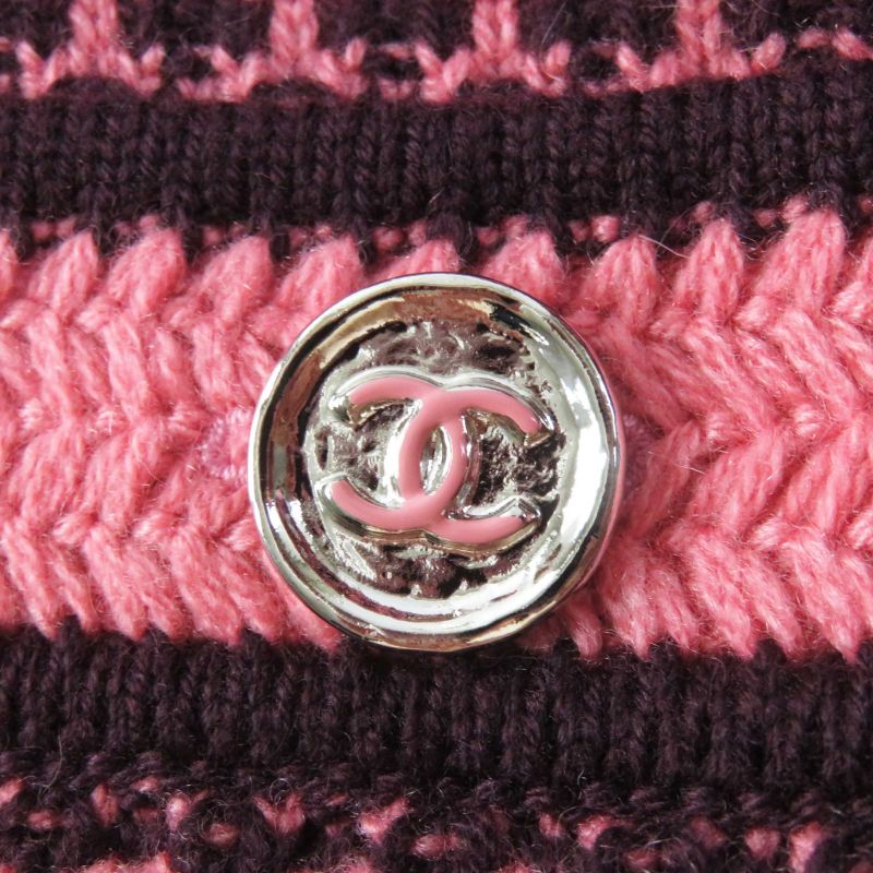 CHANEL 2023 P75435 With Coco Mark Buttons 100% Cashmere Knit Dress/janska Pink