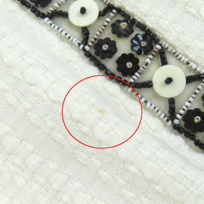 CHANEL 03P P23760 Cotton Linen Coco Marks Motif Beaded Zip Up Collarless Jacket