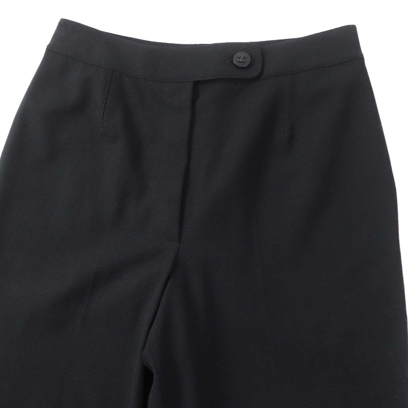 CHANEL Vintage 98C P10018 Wool Cropped Pants With Coco Mark Buttons Black 36