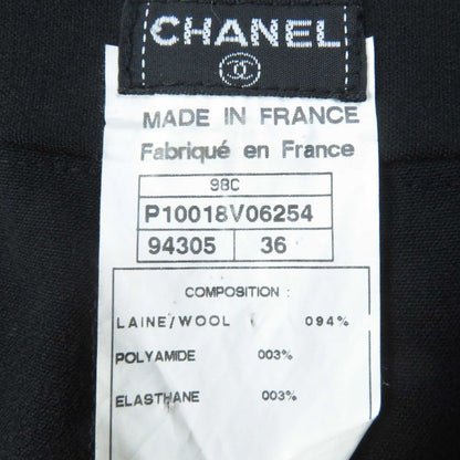 CHANEL Vintage 98C P10018 Wool Cropped Pants With Coco Mark Buttons Black 36