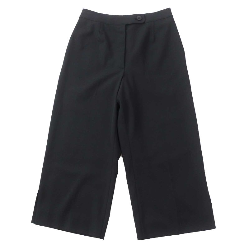 CHANEL Vintage 98C P10018 Wool Cropped Pants With Coco Mark Buttons Black 36