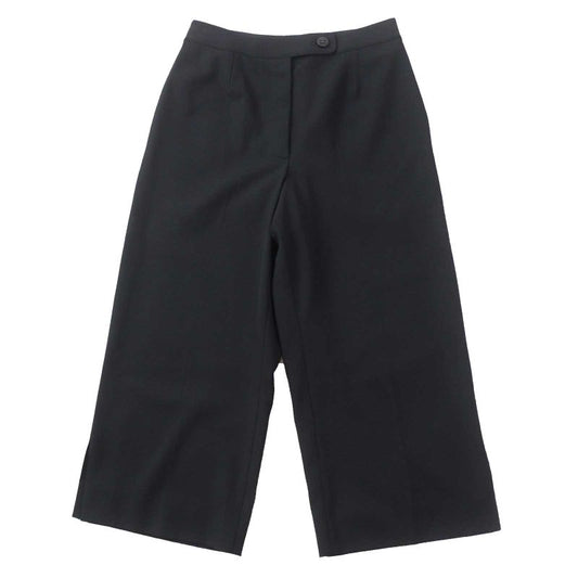 CHANEL Vintage 98C P10018 Wool Cropped Pants With Coco Mark Buttons Black 36