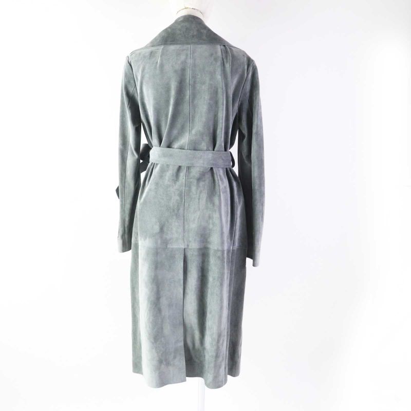 Celine 28w556319 Phoebe Philo Belted Calfskin Long Wrap Coat Leather Coat Gray