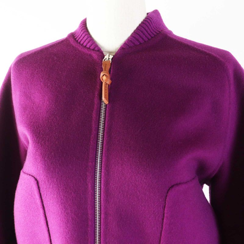Hermes 2023 3e0224dz 100% Cashmere Double Face Zip Up Blouson/jacket Purple 40
