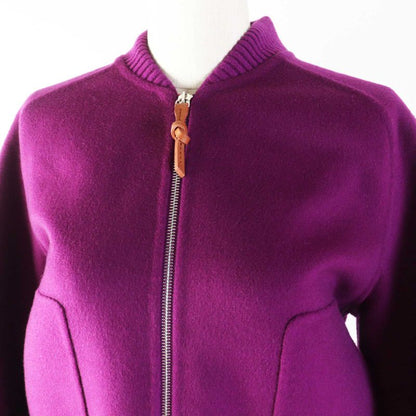 Hermes 2023 3e0224dz 100% Cashmere Double Face Zip Up Blouson/jacket Purple 40