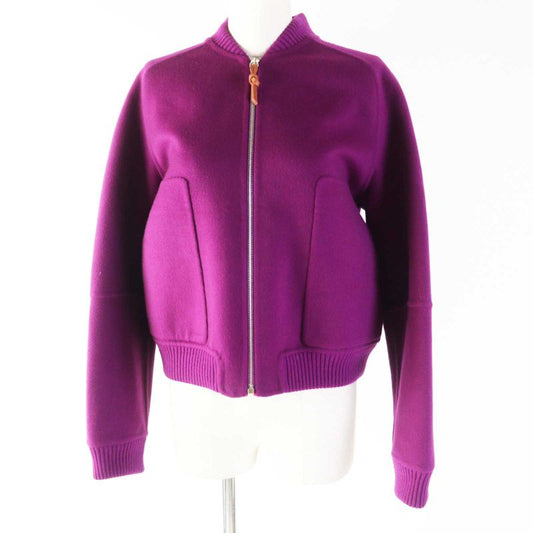 Hermes 2023 3e0224dz 100% Cashmere Double Face Zip Up Blouson/jacket Purple 40